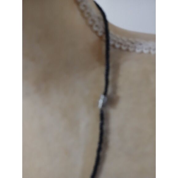 Handmade Black Glass Teardrop Pendant Necklace Beaded Seed Bead Boho - Picture 2 of 3